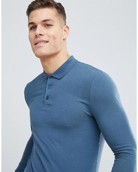 Мужской синий свитер с воротником поло от ASOS DESIGN