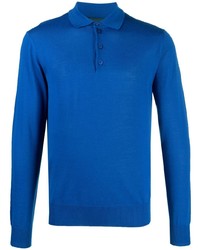 Мужской синий свитер с воротником поло от Emporio Armani