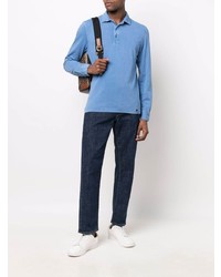 Мужской синий свитер с воротником поло от Drumohr