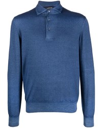 Мужской синий свитер с воротником поло от Lardini