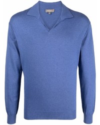 Мужской синий свитер с воротником поло от N.Peal