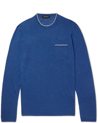 Синий свитер с круглым вырезом