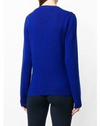 Женский синий свитер с круглым вырезом в вертикальную полоску от M Missoni