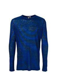 Мужской синий свитер с круглым вырезом в горизонтальную полоску от Isabel Marant