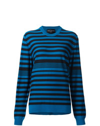 Женский синий свитер с круглым вырезом в горизонтальную полоску от Sonia Rykiel