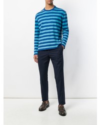 Мужской синий свитер с круглым вырезом в горизонтальную полоску от Ermanno Scervino