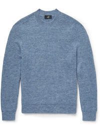 Синий свитер с круглым вырезом из мохера