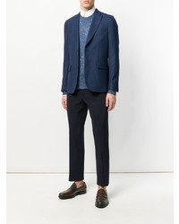 Мужской синий свитер с круглым вырезом с "огурцами" от Etro