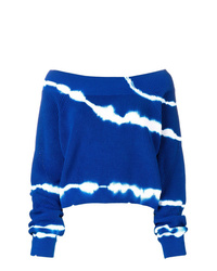 Синий свитер с круглым вырезом с принтом тай-дай