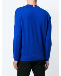 Мужской синий свитер с круглым вырезом с принтом от Hilfiger Collection