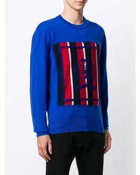 Мужской синий свитер с круглым вырезом с принтом от Hilfiger Collection
