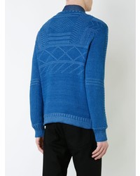 Мужской синий свитер с круглым вырезом с принтом от Kent & Curwen