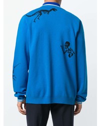 Мужской синий свитер с круглым вырезом с принтом от Lanvin