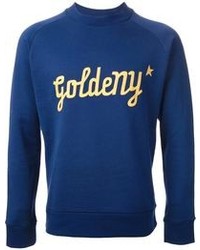 Мужской синий свитер с круглым вырезом с принтом от Golden Goose Deluxe Brand
