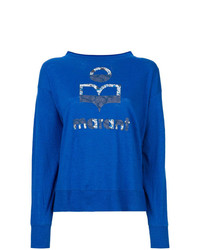 Женский синий свитер с круглым вырезом с принтом от Isabel Marant Etoile