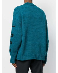 Мужской синий свитер с круглым вырезом с принтом от Yeezy