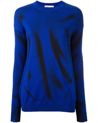 Женский синий свитер с круглым вырезом с принтом от Moschino