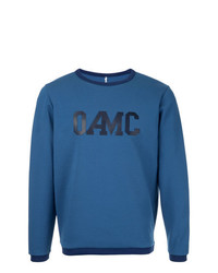 Мужской синий свитер с круглым вырезом с принтом от Oamc