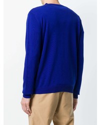 Мужской синий свитер с круглым вырезом с принтом от Kenzo