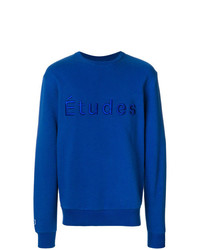 Мужской синий свитер с круглым вырезом с принтом от Études