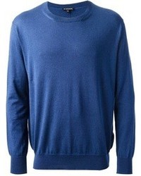 Мужской синий свитер с круглым вырезом от Ann Demeulemeester