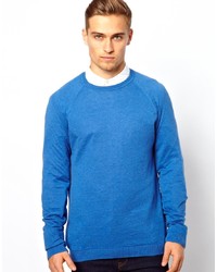 Мужской синий свитер с круглым вырезом от Asos