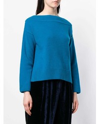 Женский синий свитер с круглым вырезом от Forte Forte