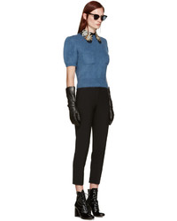 Женский синий свитер с круглым вырезом от Erdem