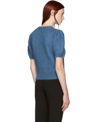 Женский синий свитер с круглым вырезом от Erdem