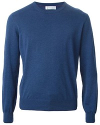 Мужской синий свитер с круглым вырезом от Brunello Cucinelli