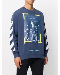 Мужской синий свитер с круглым вырезом от Off-White