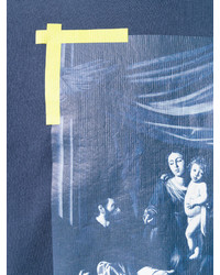 Мужской синий свитер с круглым вырезом от Off-White