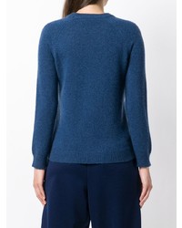 Женский синий свитер с круглым вырезом от Liska