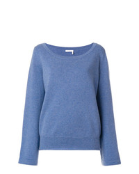 Женский синий свитер с круглым вырезом от Chloé