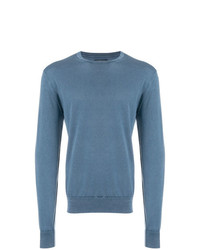 Мужской синий свитер с круглым вырезом от Corneliani