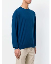 Мужской синий свитер с круглым вырезом от John Smedley