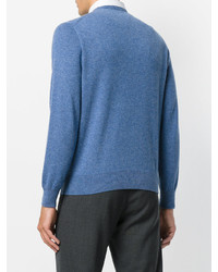 Мужской синий свитер с круглым вырезом от Cruciani
