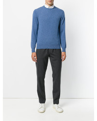 Мужской синий свитер с круглым вырезом от Cruciani