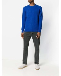Мужской синий свитер с круглым вырезом от Drumohr