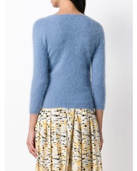 Женский синий свитер с круглым вырезом от Roberto Collina