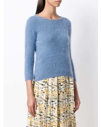 Женский синий свитер с круглым вырезом от Roberto Collina