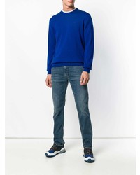 Мужской синий свитер с круглым вырезом от Emporio Armani