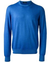 Мужской синий свитер с круглым вырезом от Fay
