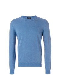 Мужской синий свитер с круглым вырезом от Fay