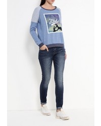 Женский синий свитер с круглым вырезом от Frank NY