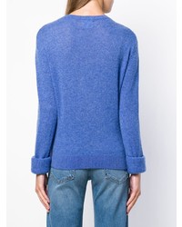 Женский синий свитер с круглым вырезом от Khaite