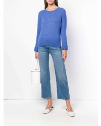 Женский синий свитер с круглым вырезом от Khaite