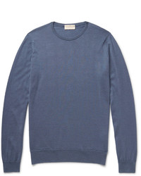 Мужской синий свитер с круглым вырезом от John Smedley