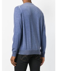 Мужской синий свитер с круглым вырезом от Tomas Maier