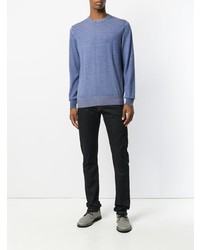 Мужской синий свитер с круглым вырезом от Tomas Maier